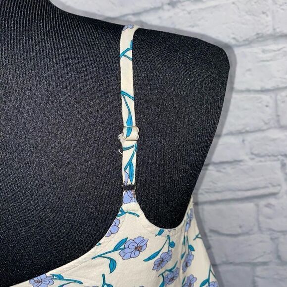 Mine floral print adjustable strap elastic fit lined cropped tank sz S - Picture 6 of 11